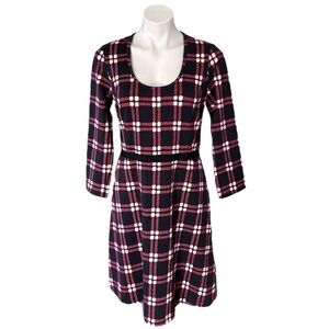Draper James Windowpane Knit Dress Red Black Size M